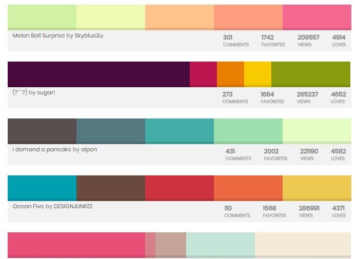 Пример цветовых комбинаций для окраски сайта