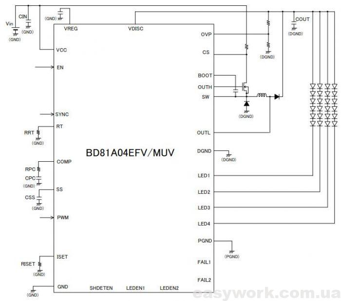 Схема включения драйвера BD81A04EFV-M