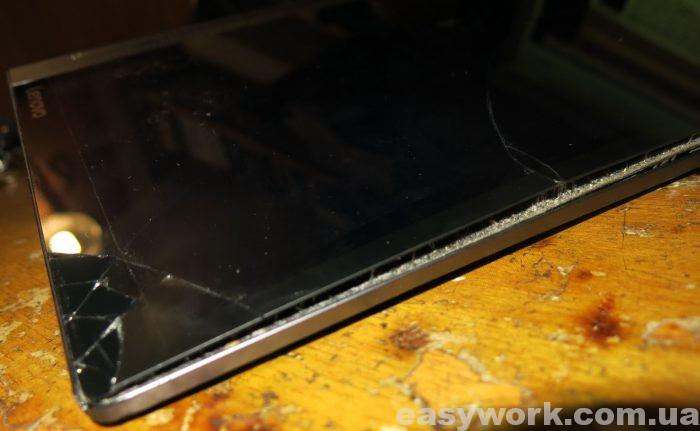 Треснутый тачскрин планшета Lenovo YT3-X90L