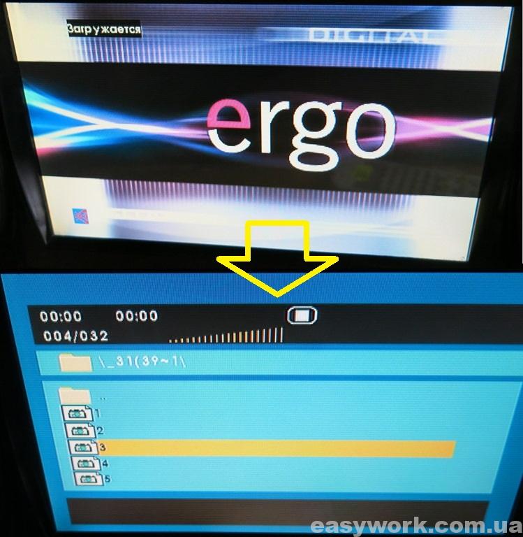Интерфейс прошивки ERGO TF-DVD999TV